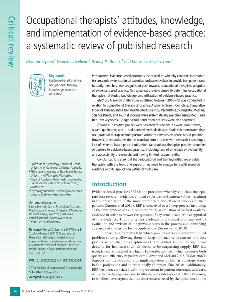 Upton 2014 | Download Free PDF | Evidence Based Practice | Occupational ...