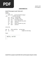 Assignment 01: Ques1) Write Program To Print "Hello World"