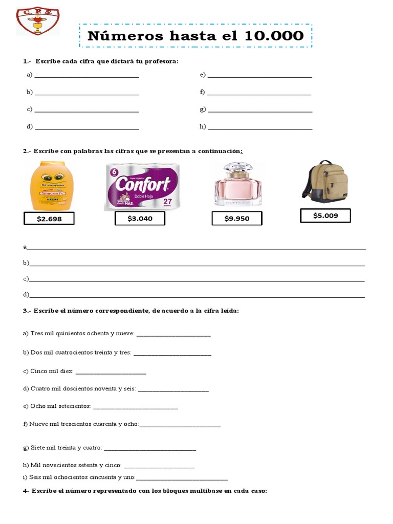 Ejercicios de Números hasta 10,000 | PDF | Métodos y materiales de ...