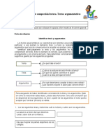 Actividad de Compresión Lectora. Texto Argumentativo. Primero Medio