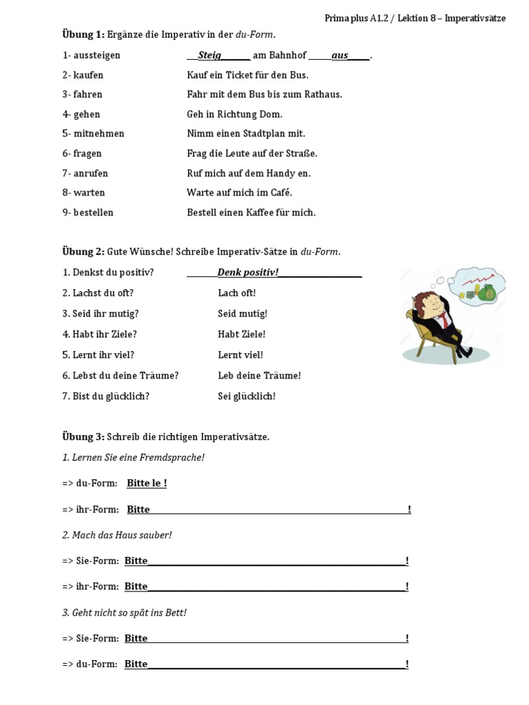 Imperativ Deutsch Lektion 8 Übung Imperativ | PDF