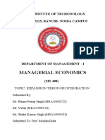 Managerial Economics: Birla Institute of Techonology Mesra-835215, Ranchi-Noida Campus