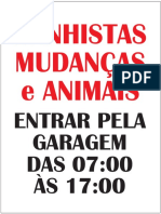 Banhistas Mudanças E Animais: Entrar Pela Garagem DAS 07:00 ÀS 17:00