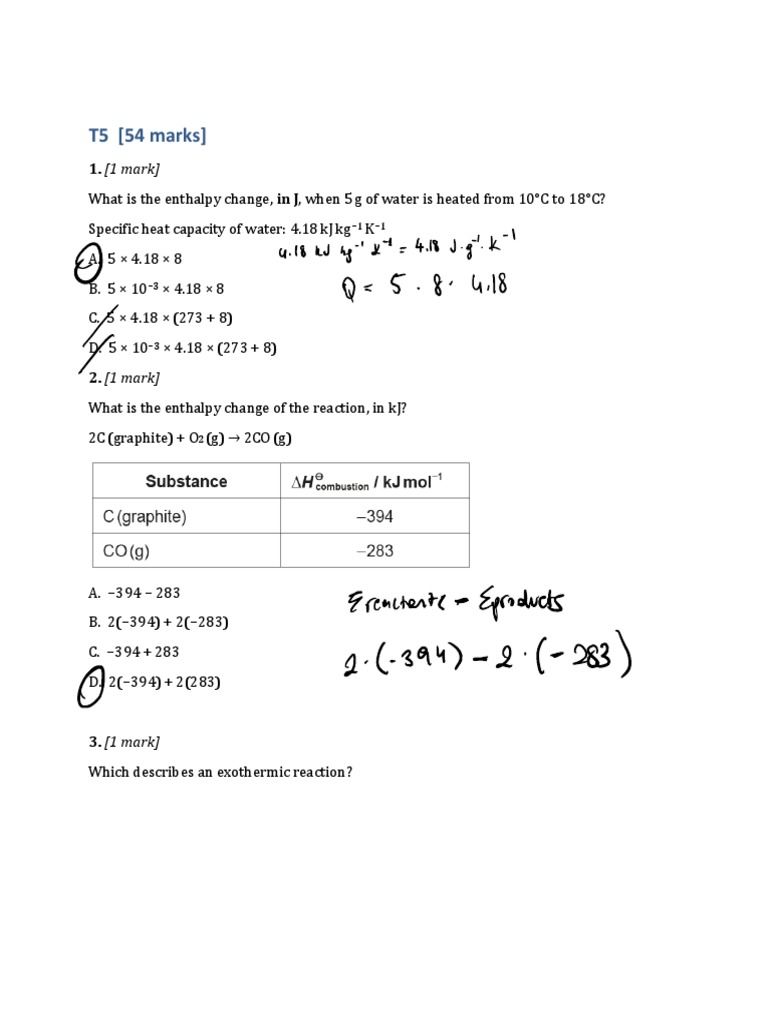 T5 (54 Marks) : 1. (1 Mark) | PDF | Science & Mathematics