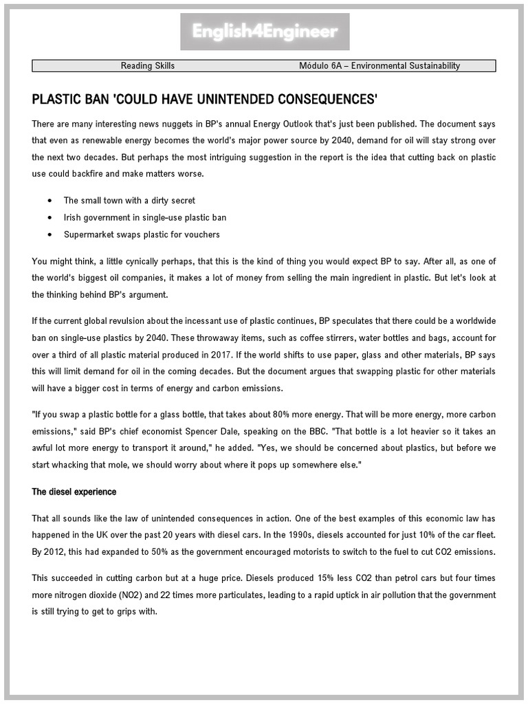 Plastic Ban 'Could Have Unintended Consequences' PDF Recycling Plastic