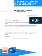 Carta de Autorizacion de Ingreso A Apartamento