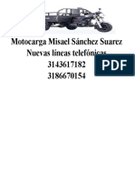 Motocarga Misael Sánchez Suarez Nuevas Líneas Telefónicas 3143617182 3186670154