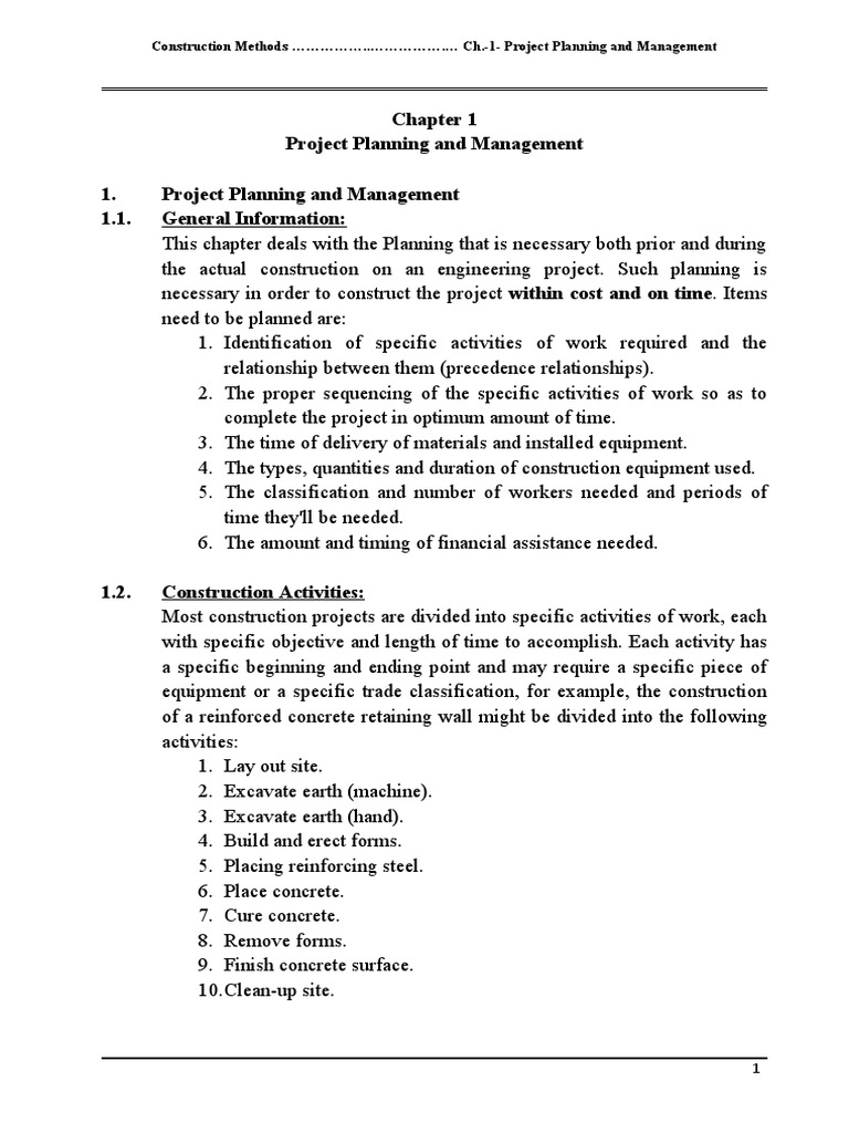 Project Management in Construction Planning | PDF | Concrete | Business