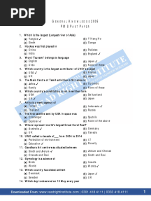 GK PMS Past Papers 2005-2020 With Answers