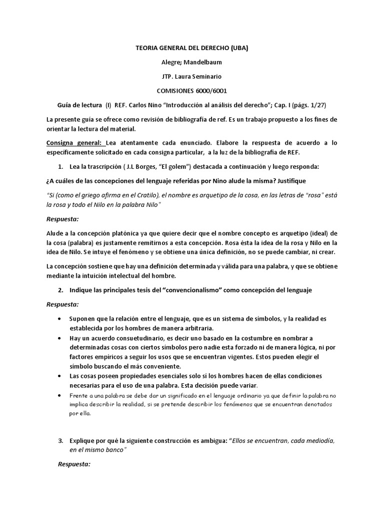 Guía de Lectura: Teoría del Derecho UBA | PDF | Juez | La Ley natural