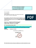 Lettre de Prise en Charge POLICE N°10100014/360 Assurance Sante Atps