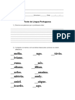 Teste de Língua Portuguesa