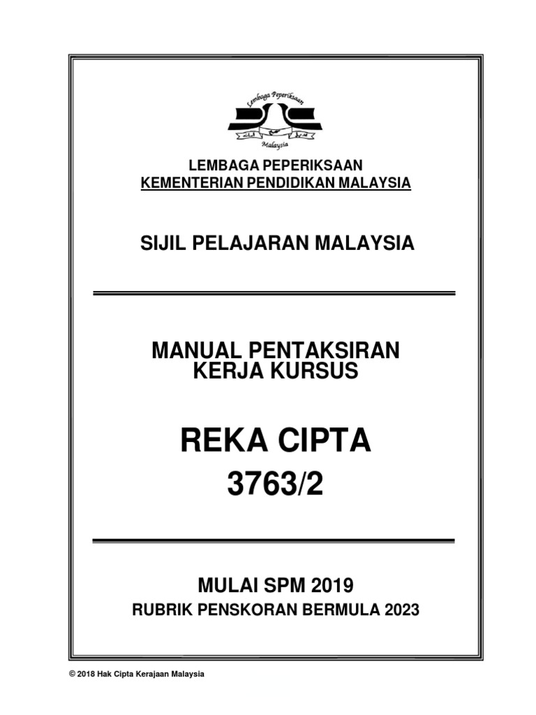 Reka Cipta 3763/2: Manual Pentaksiran Kerja Kursus | PDF