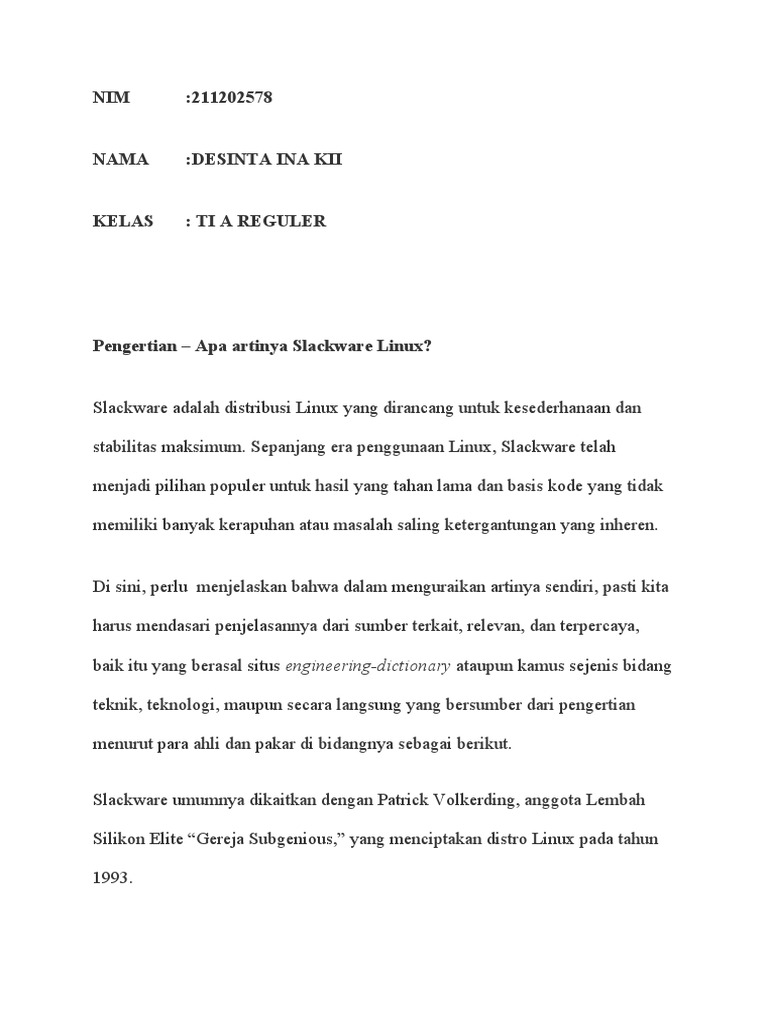 Sejarah dan Pengertian Slackware Linux | PDF