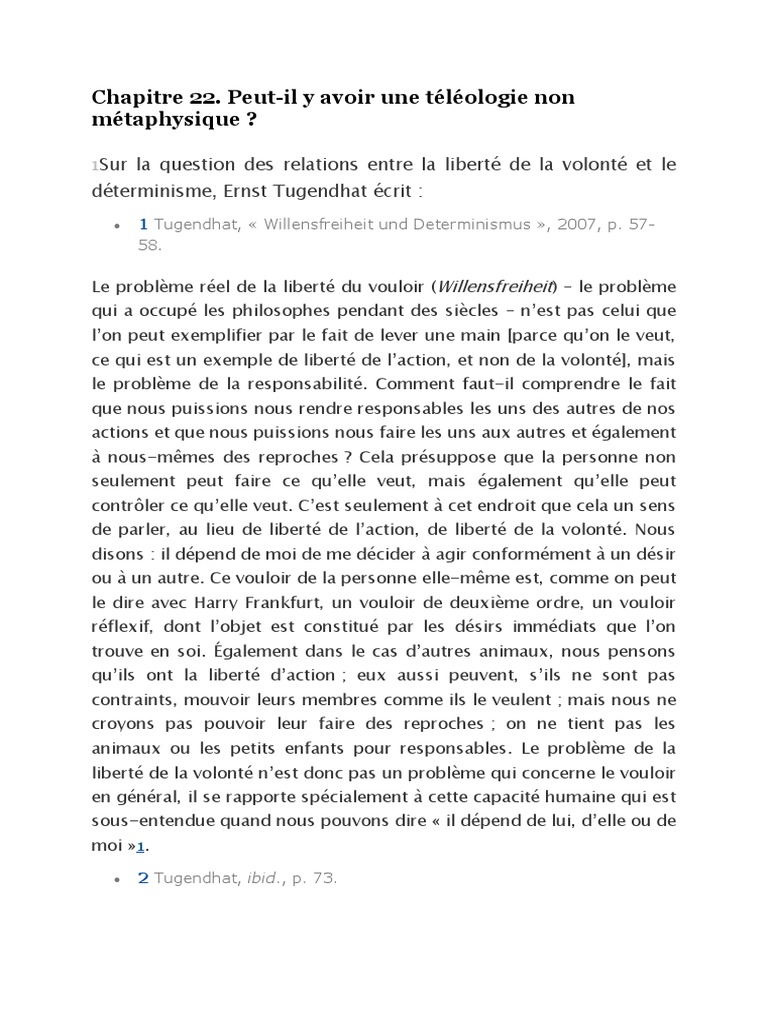Liberté de volonté et déterminisme selon Tugendhat | PDF | Gottfried ...