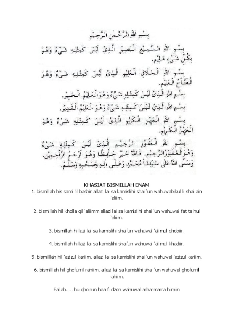 Khasiat Bismillah Enam Pdf