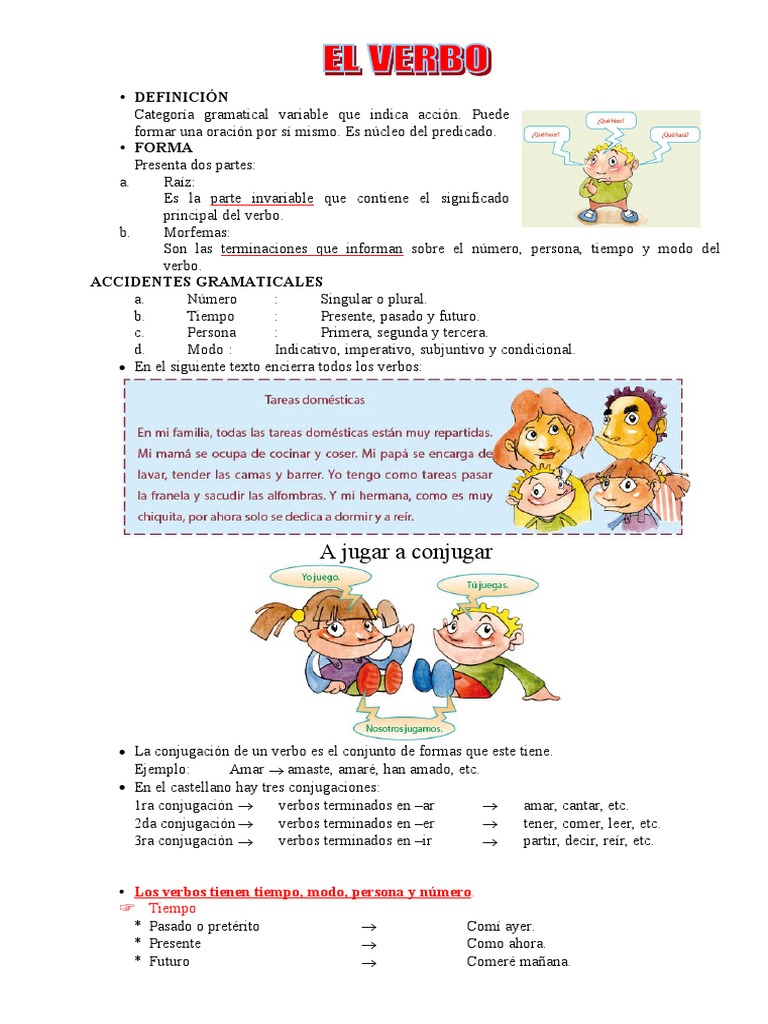 A Jugar A Conjugar: - Definición - Forma | PDF | Verbo | Conjugación ...