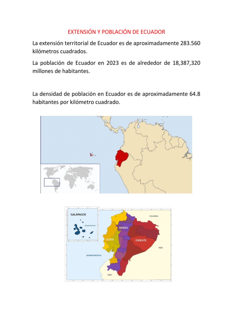 Extensión y Población de Ecuador 2023 | PDF | Ciencia y matemáticas