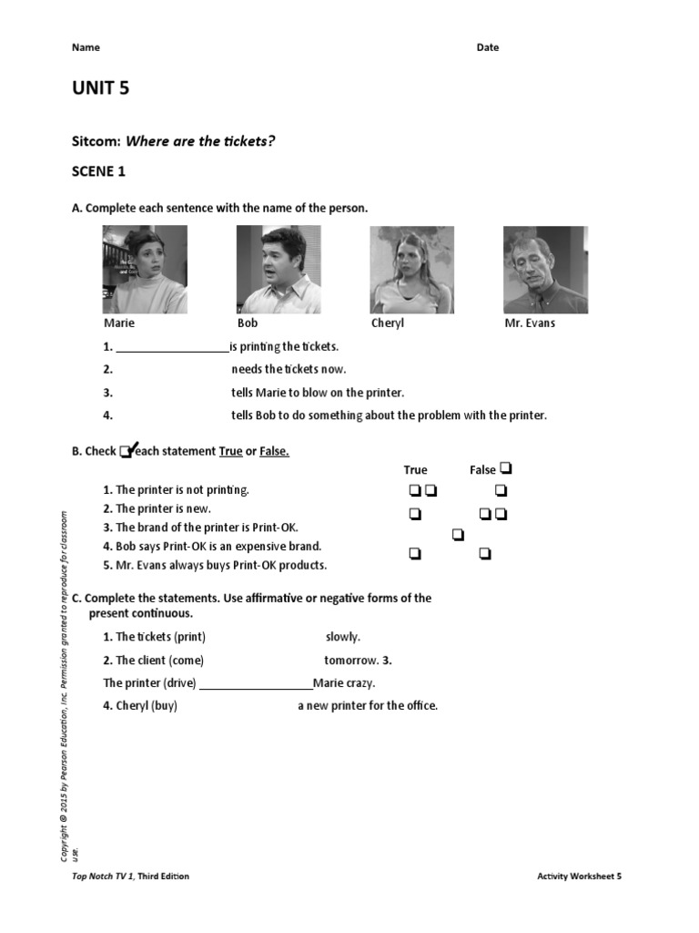 UNIT 05 Video Worksheets PDF Printer