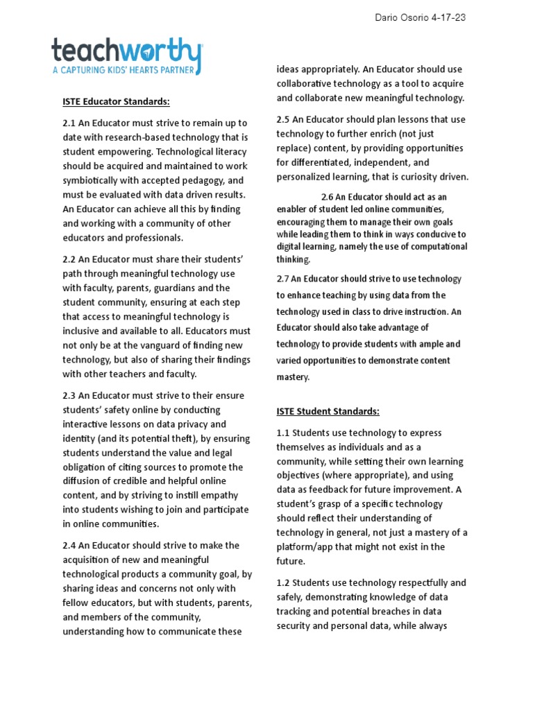 Educator Iste Standards-1 | PDF | Teachers | Learning