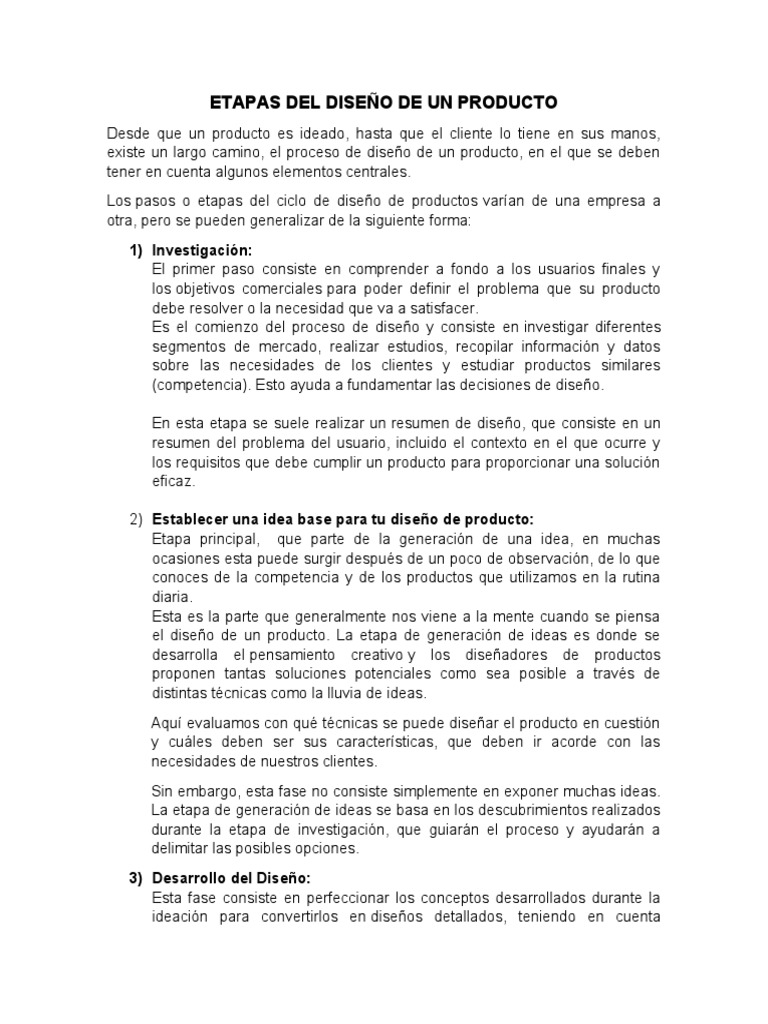 Etapas Del Diseño de Un Producto | PDF | Diseño | Producto (Negocio)