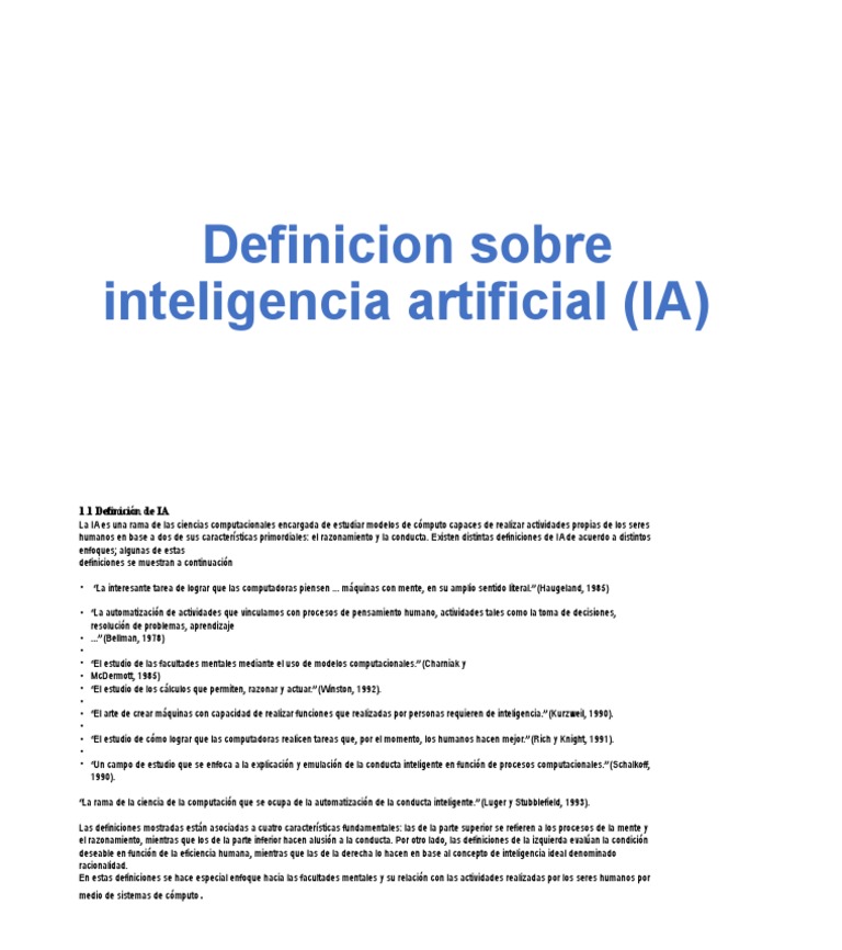 Definición de Inteligencia Artificial | PDF