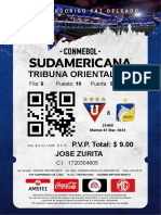 Tribuna Oriental (D) : Jose Zurita P.V.P. Total: $ 9.00