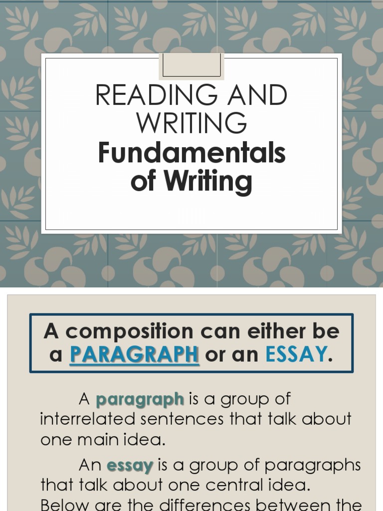 Fundamentals of Writing Understanding the Key Differences Between Paragraphs and Essays PDF