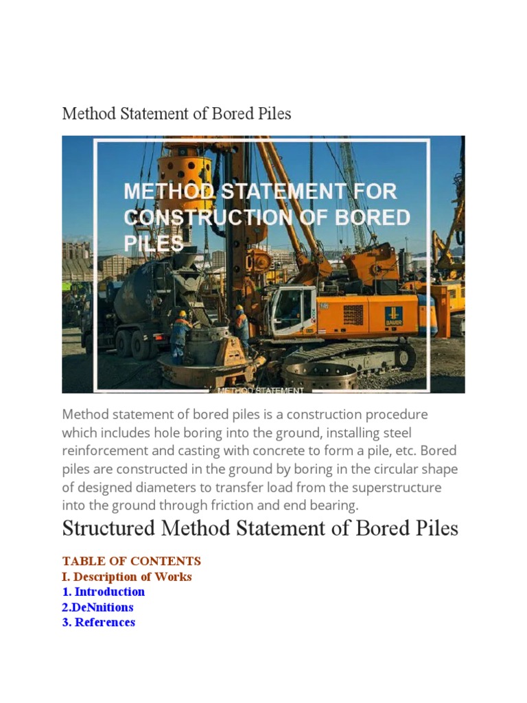 Method Statement of Bored Piles 21 | PDF | Deep Foundation | Casing ...