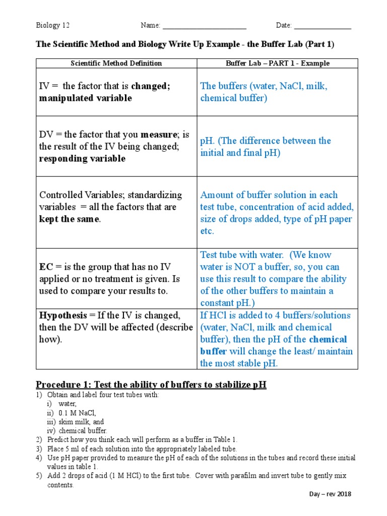 5 Lab Buffer Lab Eg Write Up TCHR PDF Ph Buffer Solution