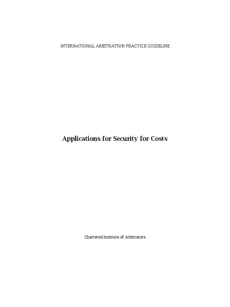 Guideline 5 Security For Costs 2015 PDF Arbitration Business Law