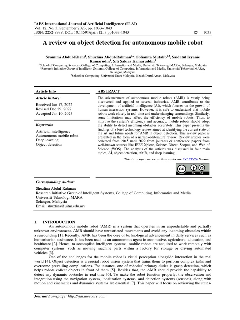 A Review On Object Detection For Autonomous Mobile Robot | PDF ...