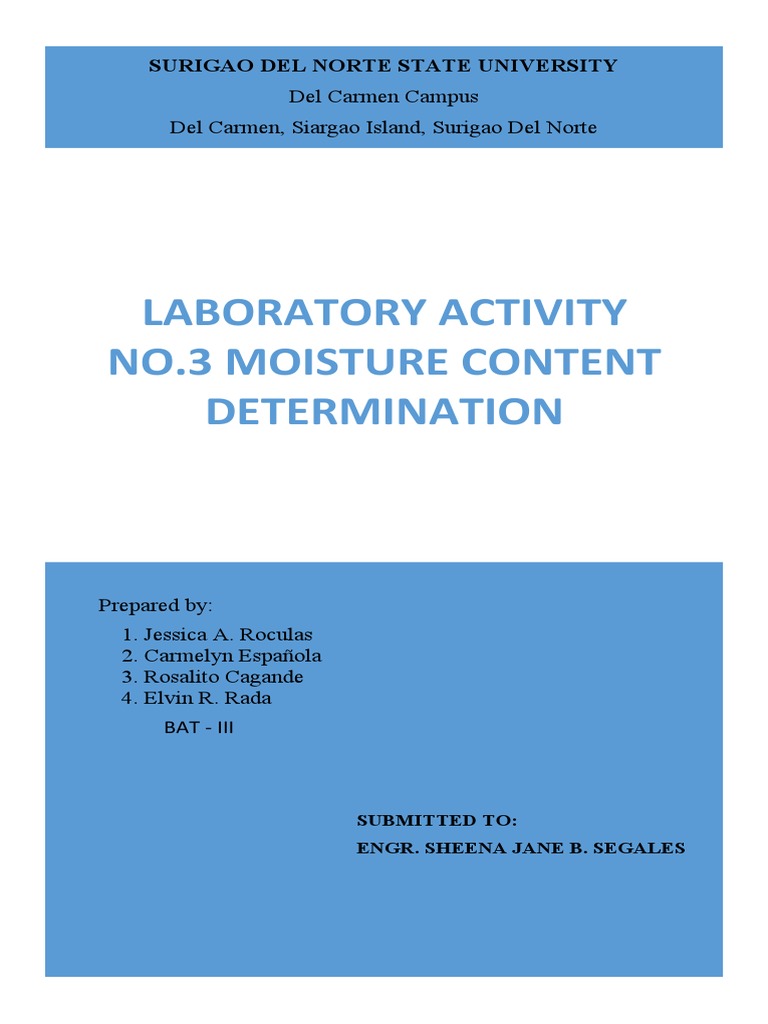 Soil Moisture Content Determination Lab | PDF | Soil | Materials