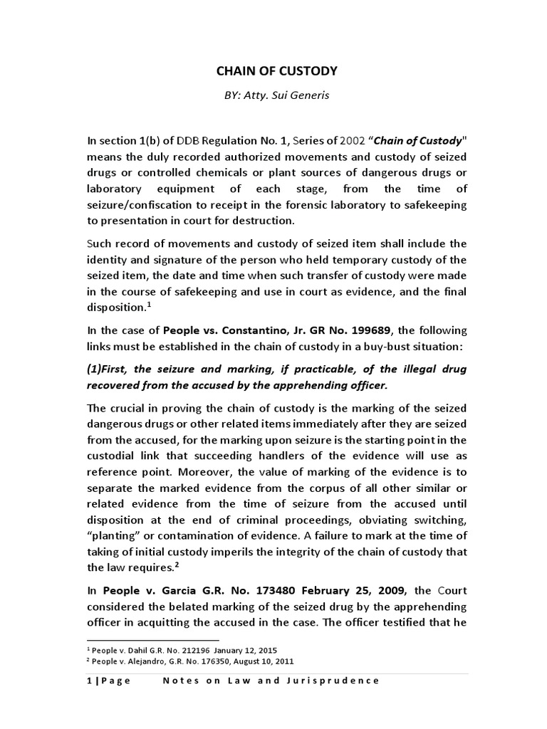 Chain of Custody PDF Forensic Science Common Law