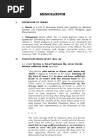 Memorandum on b.p. Blg. 22