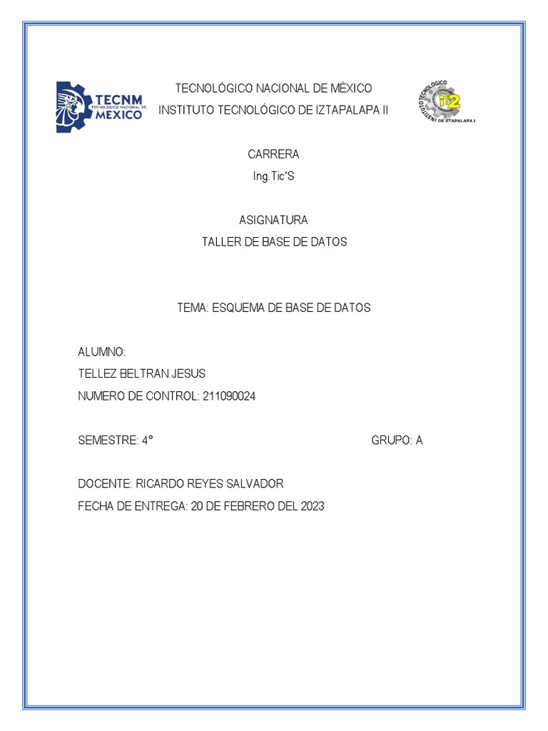 Esquema de Base de Datos: Definición y Tipos | PDF | Bases de datos ...