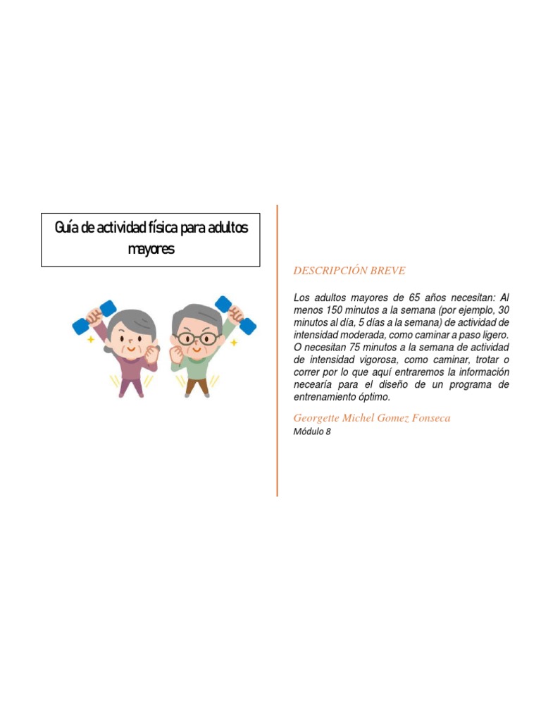 Guía de Ejercicio para Adultos Mayores | PDF | Vejez | Flexibilidad ...
