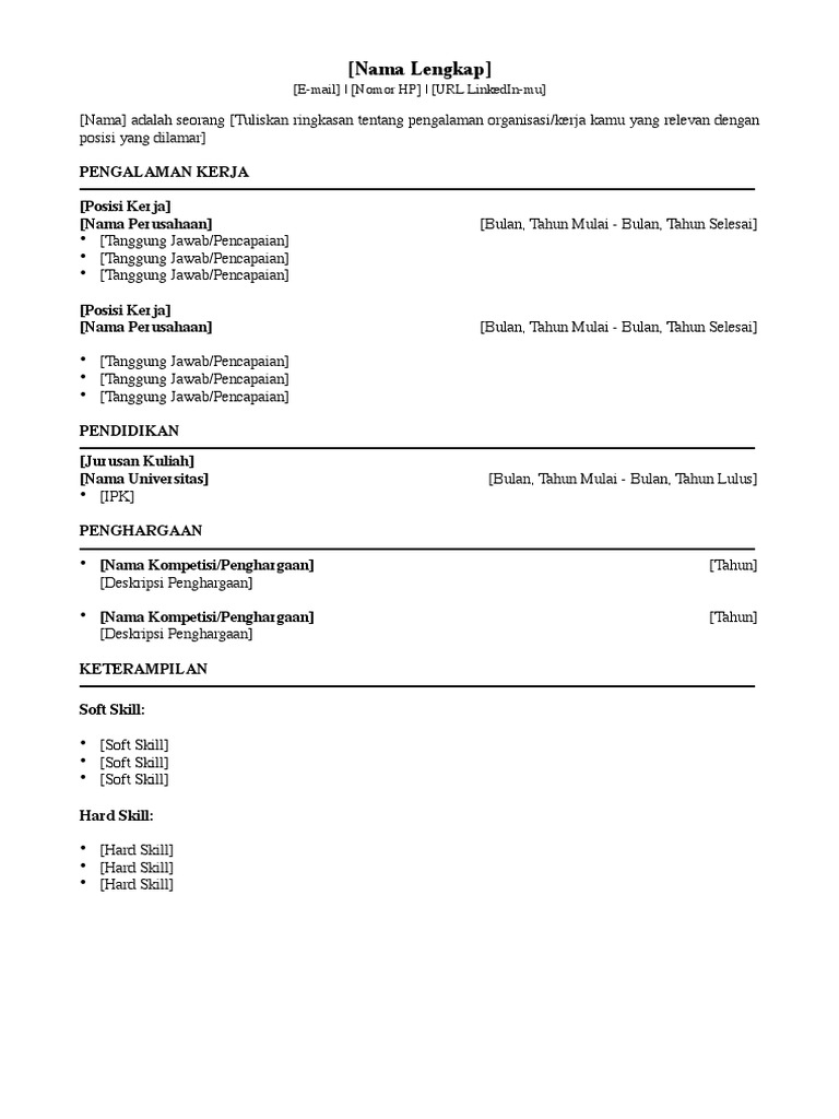 CV ATS Blank | PDF