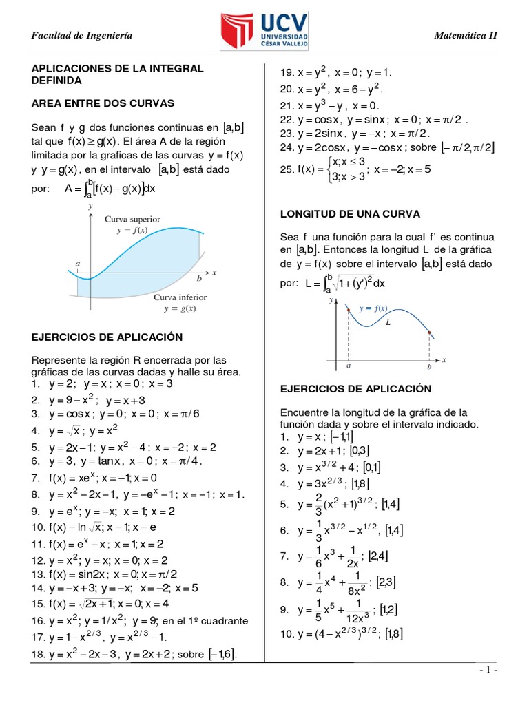 Aplicaciones de La Integral Definida Area Entre Dos Curvas: Facultad de ...