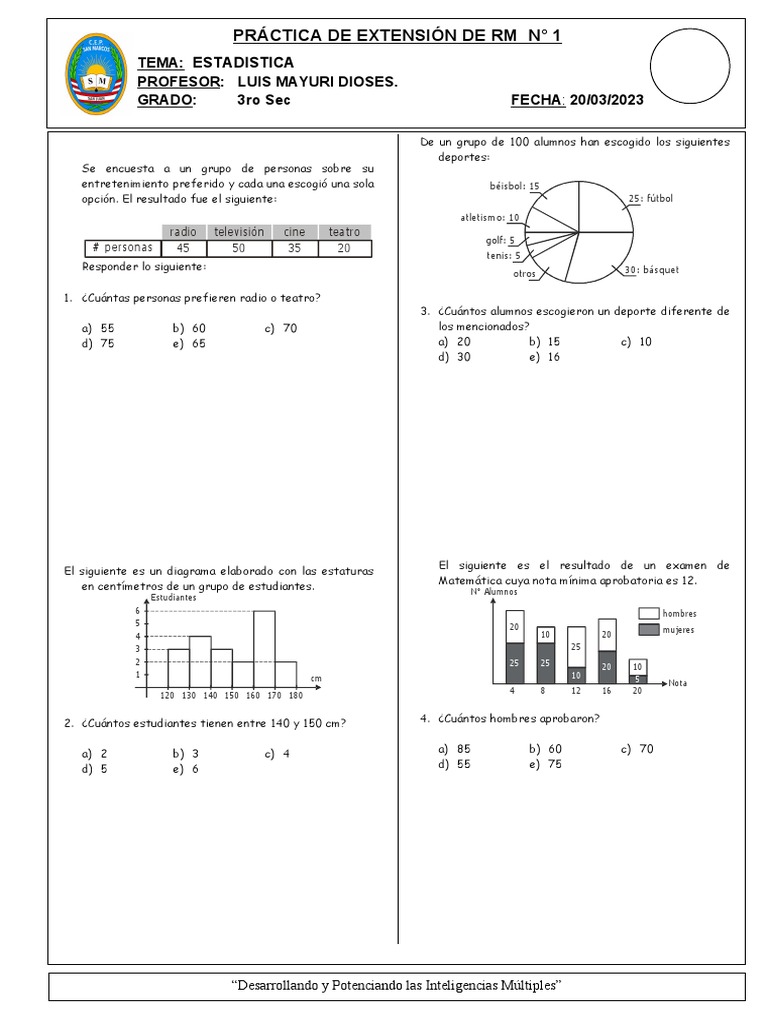 Práctica de Extensión de RM #1: Estadistica | PDF