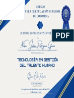 Certificado de Reconocimiento Nelson Rodriguez Gamez