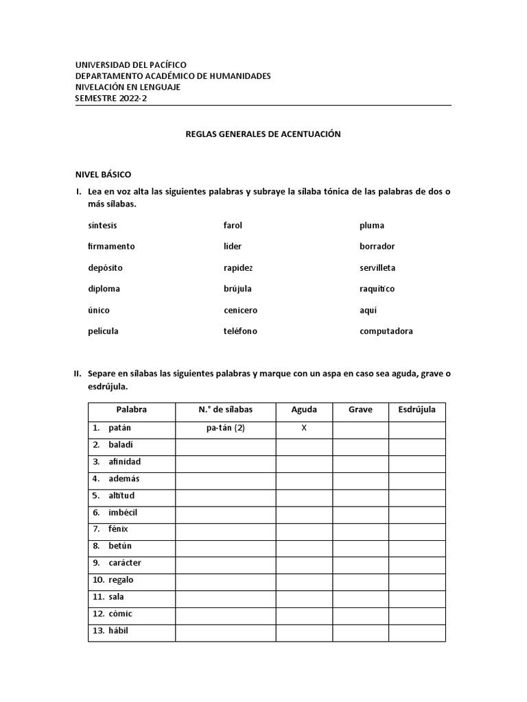 Reglas de Acentuación y Ejercicios | PDF | Fonología | Estrés (lingüística)