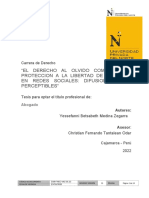 El Derecho Al Olvido Como Medio de Proteccion A La Libertad de Informacion en Redes Sociales: Difusion de Casos Perceptibles