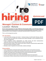 Manager-Content & Communications: Location - Remote