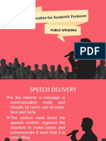 Communication For Academic P Urposes: Public Speaking