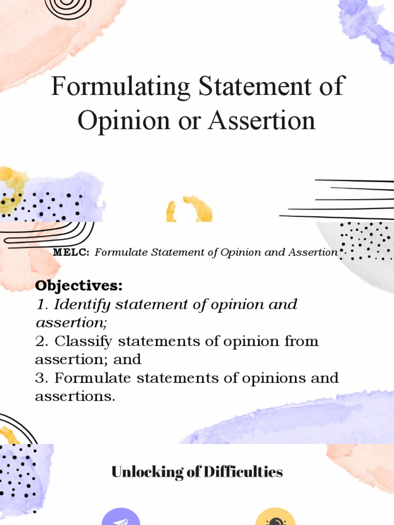 Formulating Opinion and Assertion Statements | PDF | Knowledge ...
