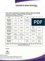 Final Term Examination Schedule 2022-23 (Primary Wing) : Regards