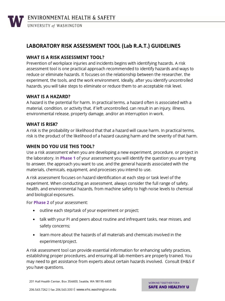 Laboratory Risk Assessment Tool Guidelines PDF Risk Risk Assessment