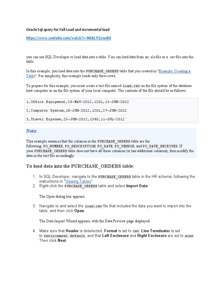 Oracle sql query for full load and incremental download free pdf