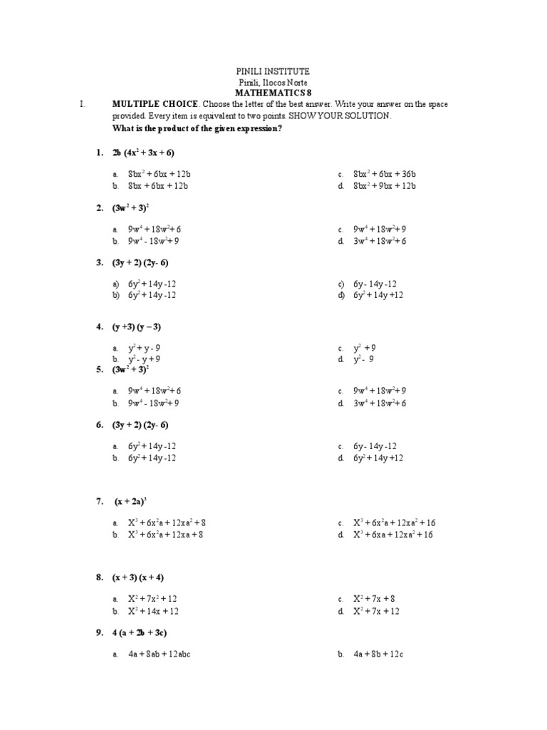 Grade 8 Math | PDF | Arithmetic | Elementary Mathematics